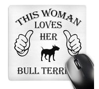 3dRose mp_262437_1 8" x 8" Woman Loves Bull Terrier Dog Breed Mouse Pad