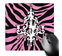 3dRose mp_26426_1 8 x 8-Inch Funky Pink Zebra Print with Chic White Chandelier Mouse Pad