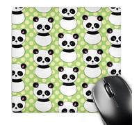 3dRose mp_26432_1 8 x 8-Inch Cute Panda Bear with Lime Green Polka dots Mouse Pad