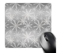 3dRose mp_266641_1 8" x 8" Pretty White Snowflakes on a Silver Background Mouse Pad