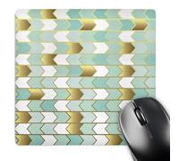 3dRose mp_267426_1 8" x 8" Glam Aqua White and Gold Side Arrow Stripes Pattern Mouse Pad
