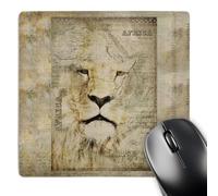 3dRose mp_268140_1 8" x 8" African Lion Mixed Media Art Vintage Style Mouse Pad