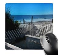 3dRose mp_27256_1 8 x 8-Inch Beach Path Ocean Sand Dunes Waves Blue Mouse Pad