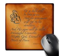 3dRose mp_31347_1 8 x 8-Inch Isaiah 9 6 Bible Verse predicting Jesus Birth for Christmas Engraved on Copper Background Mouse Pad