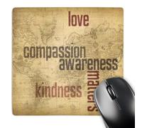 3dRose mp_33723_1 8 x 8-Inch Love and Kindness Matters World Map- Inspirational Art Mouse Pad