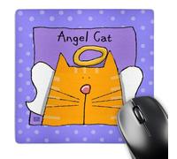 3dRose mp_36663_1 8 x 8-Inch Angel Orange Tabby Cat Cute Cartoon Pet Loss Memorial Mouse Pad