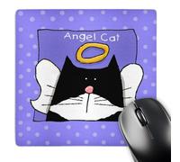 3dRose mp_36666_1 8 x 8-Inch Angel Tuxedo Cat Cute Cartoon Pet Loss Memorial Mouse Pad