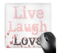 3dRose mp_37958_1 8 x 8-Inch Live, Laugh, Love Pink Butterflies- Inspirational Words Mouse Pad