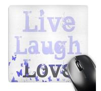 3dRose mp_37961_1 8 x 8-Inch Live, Laugh, Love Purple Butterflies- Inspirational Words Mouse Pad