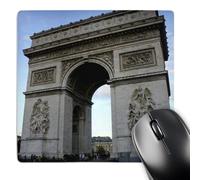 3dRose mp_38326_1 8 x 8-Inch A New Day and New Tourists Gaze in Wonder at The Arc in Paris Mouse Pad