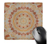 3dRose mp_39437_1 8 x 8-Inch Orange Rust Gray Kaleidoscope Pattern Mouse Pad