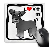 3dRose mp_40884_1 8 x 8-Inch I Love My Miniature Schnauzer Dog - Banded Coat (Salt and Pepper) - Red Heart Mouse Pad