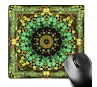 3dRose mp_42579_1 8 x 8-Inch Mandala 29 Floral Flowers Green Turquoise Gold Glowing Peace Meditation Mouse Pad