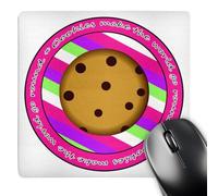 3dRose mp_43205_1 8 x 8 Cookies Make The World Go Round - Pink Mouse Pad