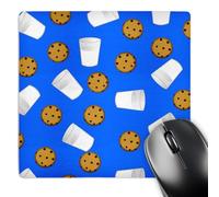 3dRose mp_43209_1 8 x 8 Cute Cartoon Milk and Chocolate Chip Cookies on Blue Mouse Pad