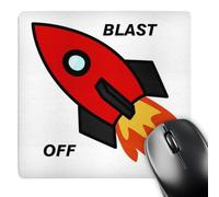 3dRose mp_43709_1 8 x 8 Red Blast Off Rocket Mouse Pad