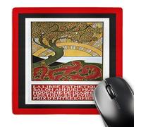 3dRose mp_43818_1 8 x 8 Famous Art Nouveau Tree with Red White n Black Frames Mouse Pad