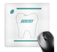 3dRose mp_43844_1 8 x 8 Large White Tooth n Aqua Toothbrush with Word Dentist Mouse Pad