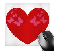 3dRose mp_43967_1 8 x 8 Red Heart Floating Butterflies- Art Mouse Pad