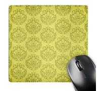 3dRose mp_44273_1 8 x 8 Green Damask On A Gold Background Mouse Pad