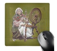 3dRose mp_46659_1 8 x 8 Spinning a Yarn - Spinning Wheel, Crafts, Green, Hobby, Ireland, Irish, Nostalgic Mouse Pad