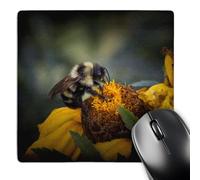 3dRose mp_48668_1 8 x 8 Wild Flower with Bumble Bee Helping one Another - Close up Image with Detail for Home Décor Mouse Pad