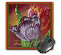 3dRose mp_49422_1 8 x 8 Thinking of You - Floral, Flower, Realism, Still Life, Tulip, Tulips, Birthday, Greeting Mouse Pad