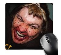 3dRose mp_49539_1 8 x 8 Lady Dressed Up Like Ugly Clown for Halloween with Her Face Very Animated, Silly and Scary Mouse Pad