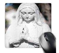 3dRose mp_52134_1 8 x 8 an Out Side Statue of Mary at The Catholic Church in Southern Utah in White with it Back Lit Mouse Pad