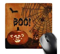 3dRose mp_52318_1 8 x 8 Boo. Jack-o-Lantern, Bats and Spiders Happy Halloween. Mouse Pad