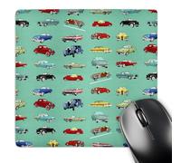 3dRose mp_56062_1 8 x 8 Retro Cars on Turquoise Mouse Pad
