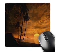 3dRose mp_56135_1 8 x 8 Tropical Orange Nite with Full Moon Mouse Pad