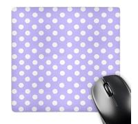 3dRose mp_56689_1 8 x 8 White Polka Dot Pattern on Lilac Purple - Retro Vintage Style Girly dots Mouse Pad