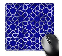 3dRose mp_56724_1 8 x 8 Silver Stars Outline Geometric Intricate Islamic Art Pattern on Blue - Filigree Laser Cut Effect Mouse Pad