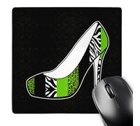 3dRose mp_57146_1 8 x 8 I Love Shoes - Animal Print High Heel Shoe - Green Cheetah and Zebra Mouse Pad