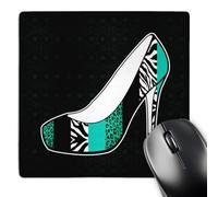 3dRose mp_57147_1 8 x 8 I Love Shoes - Animal Print High Heel Shoe - Teal Cheetah and Zebra Mouse Pad