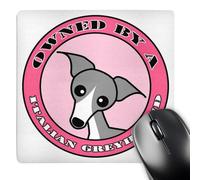 3dRose mp_57158_1 8 x 8 Owned by a Italian Greyhound Dog Grey Coat - Pink Mouse Pad