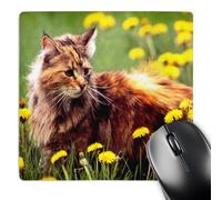 3dRose mp_573_1 8 x 8-Inch Cat in The Flower Field Mouse Pad