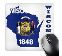 3dRose mp_58770_1 8 x 8 Wisconsin State Flag in The Outline map and Letters for Wisconsin Mouse Pad