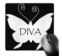 3dRose mp_5899_1 8 x 8-Inch Diva Butterfly in White Mouse Pad