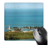 3dRose mp_60238_1 8 x 8 Biscayne National Park - Boca Chita Key and Miami Skyline Mouse Pad