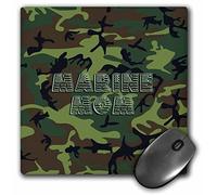 3dRose mp_60440_1 8 x 8 Woodland Green Camouflage with Flag Font - Marine Mom Mouse Pad