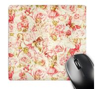 3dRose mp_60537_1 8 x 8 Pink n Green Vintage Flower Fairies Mouse Pad