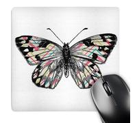 3dRose mp_61024_1 8 x 8 Pretty Pink Striped Butterfly Mouse Pad