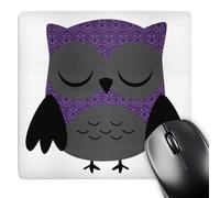 3dRose mp_61036_1 8 x 8 Pretty Purple Damask Owl Mouse Pad