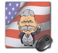3dRose mp_61140_1 8 x 8 President Teddy Roosevelt with American Flag Mouse Pad