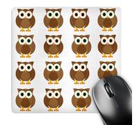 3dRose mp_6127_1 8 x 8-Inch Brown Owls Print Mouse Pad