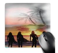 3dRose mp_61471_1 8 x 8 Surfer Girls, Beautiful Sunset and Last Wave. A Great Way to end The Day. Mouse Pad