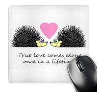 3dRose mp_6307_1 8 x 8-Inch True Love Comes Along Once in a Lifetime - Cute Hedgehog Love Design Mouse Pad