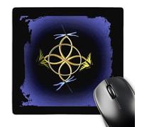 3dRose mp_63363_1 8 x 8-Inch A Gold Celtic Knot with Butterflies and Dragonflies Mouse Pad